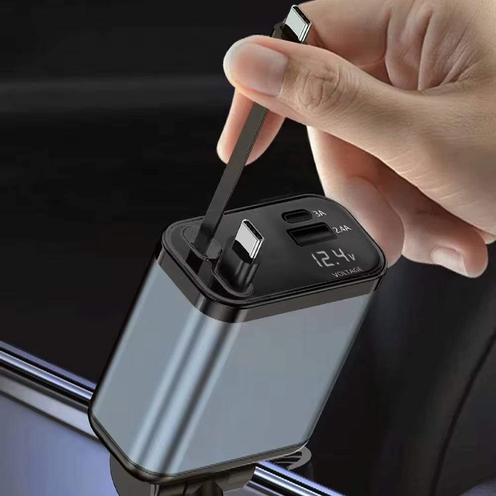 4-in-1 Fast Car Charger 120W | Retractable, Charge 4 Devices at Once – Keelu