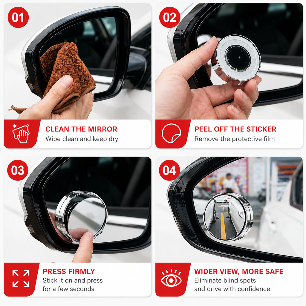 360° HD Blind Spot Mirror | Universal Fit for Cars, SUVs & Trucks, Wide Angle – Keelu