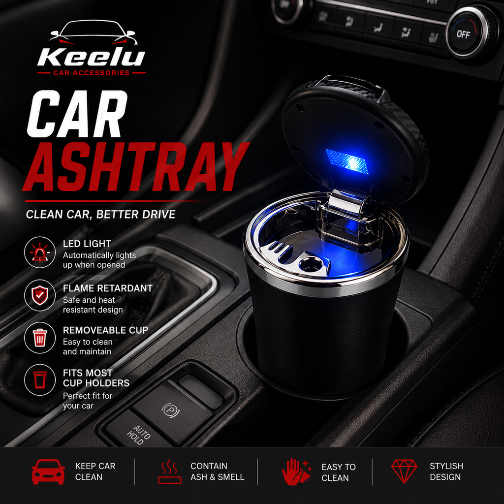 Smokeless Car Ashtray with LED Light | Cup Holder Fit – Keelu