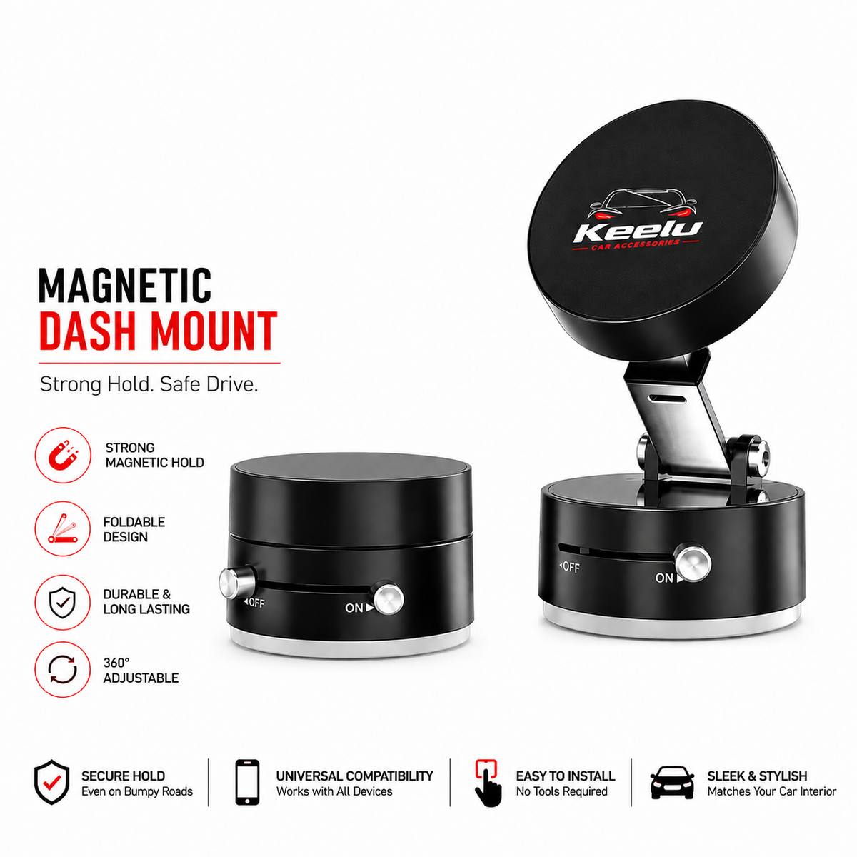 Magnetic Car Mobile Holder Dashboard | 360° Phone Holder