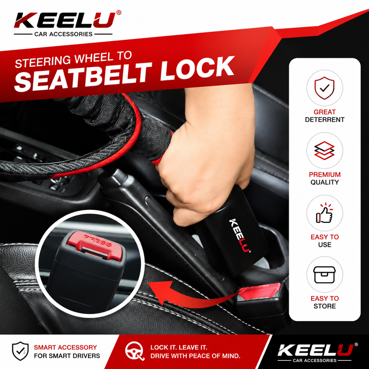 Anti-Theft Lock | Steering Wheel Lock | Universal Car Security Lock