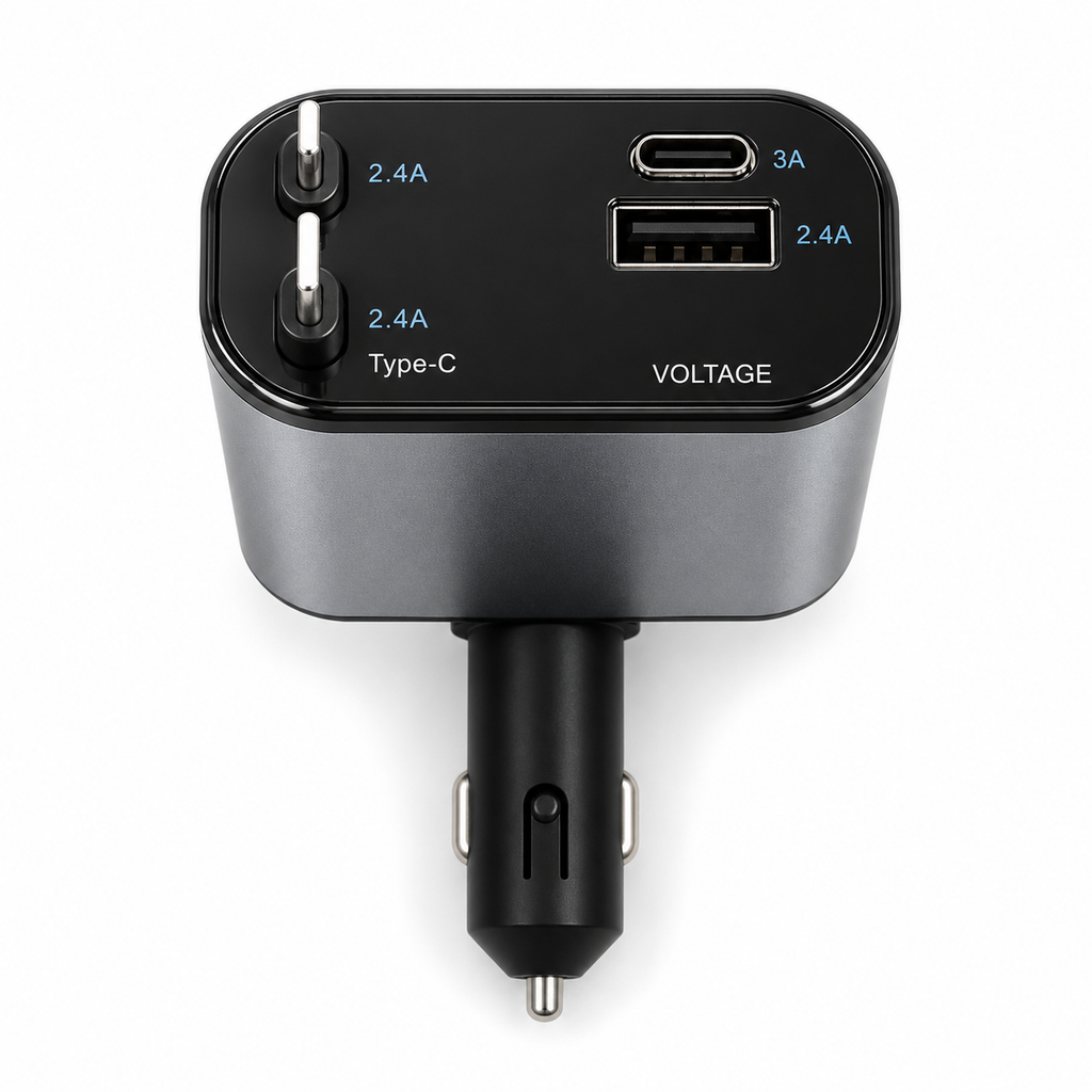 4-in-1 Fast Car Charger 120W | Retractable, Charge 4 Devices at Once – Keelu