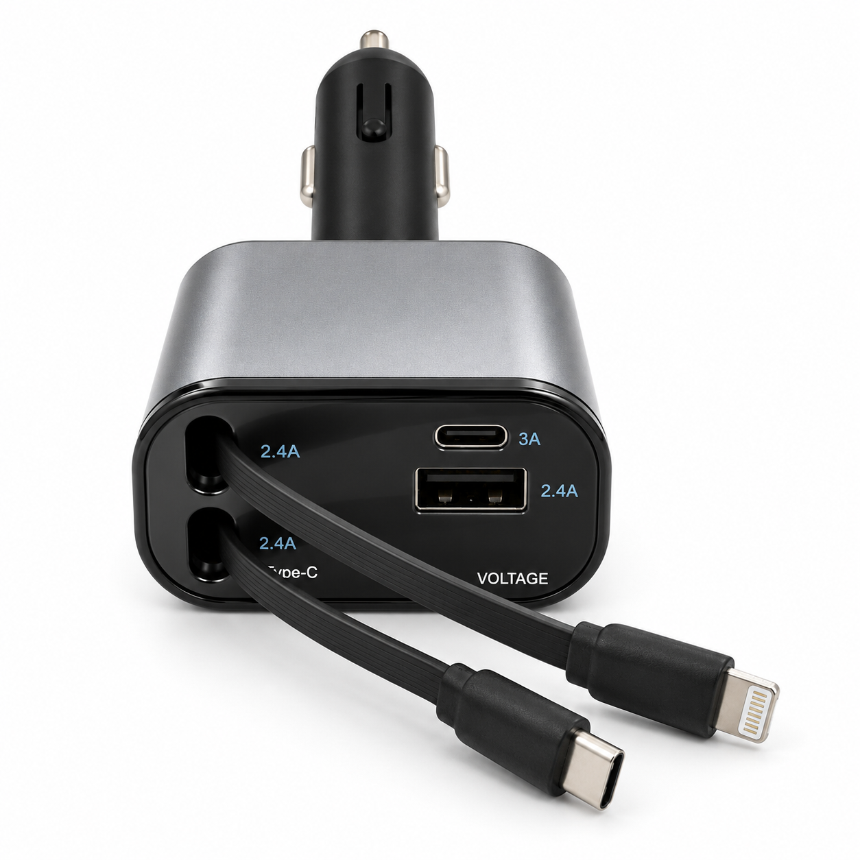 4-in-1 Fast Car Charger 120W | Retractable, Charge 4 Devices at Once – Keelu